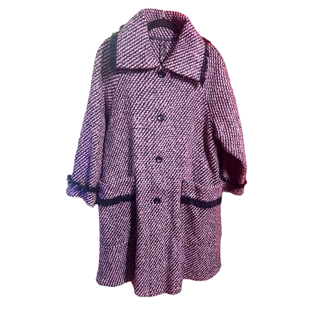 RARE Pink Herringbone Fringe Lloyd Allen Vintage Coat